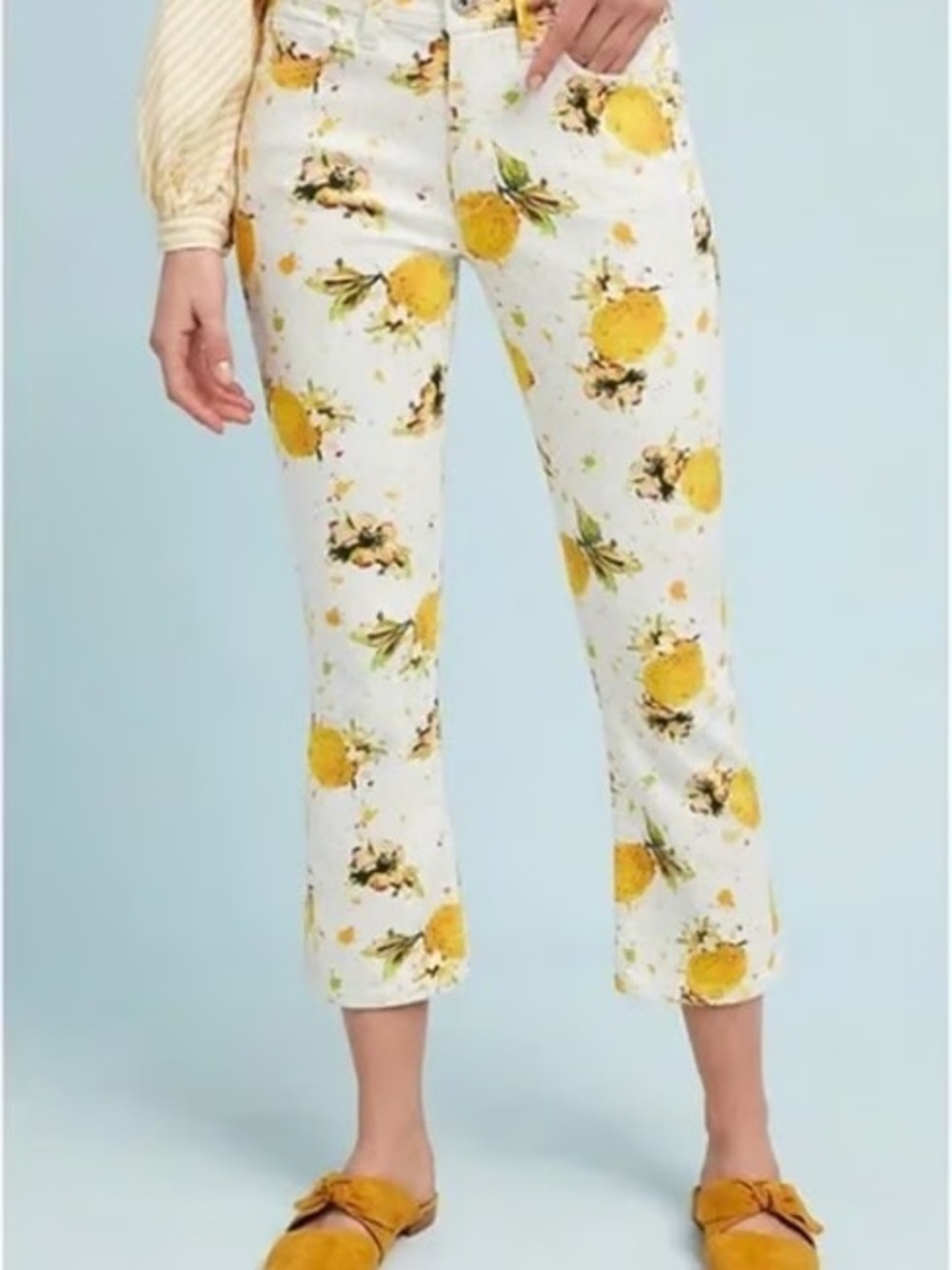 Pilcro and the Letterpress Floral Lemon High-Rise Bootcut Jeans Size 26